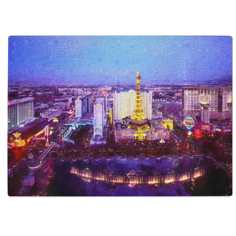Tempered Glass The Las Vegas Strip and Skyline in Nevada Chopping Board, 28.5 cm W x 20 cm L