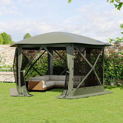 13FT 6-Sided Folding Gazebo with Canopy, Mosquito Net & Wind Panels – Portable Outdoor Tent for Backyard, Camping