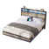 Tryston Floating Bed Frame With Led Lights, Industrial Platform Bed With Charging Station