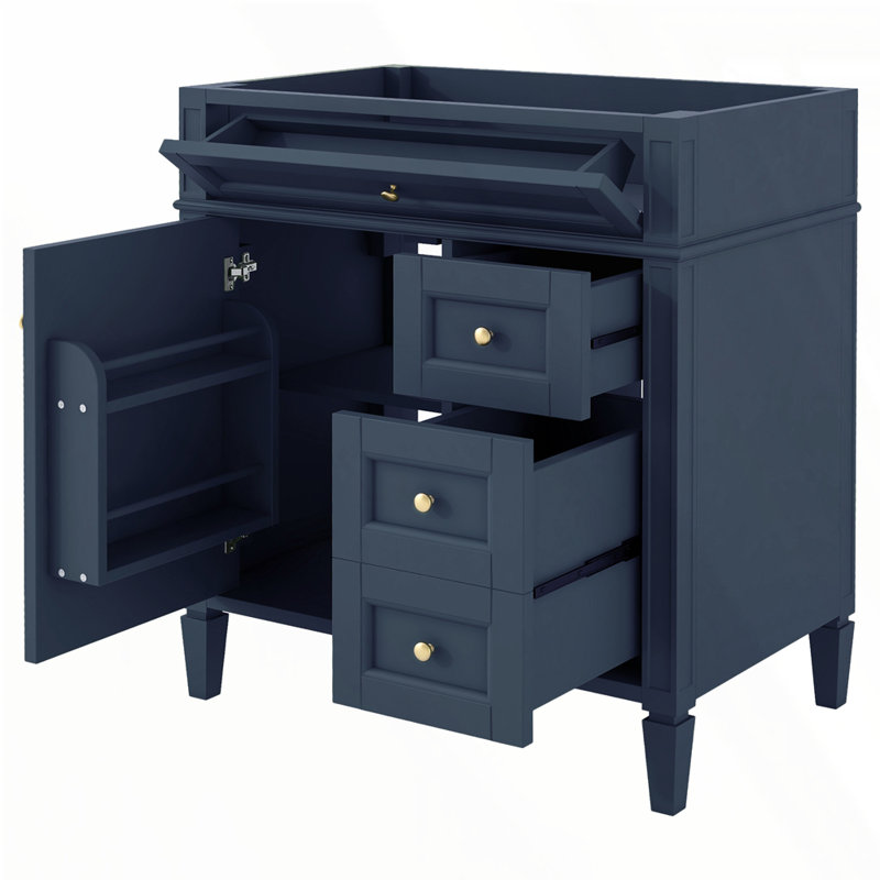 Meuble-lavabo de 30 po sans lavabo supérieur, Argent argent, Bleu