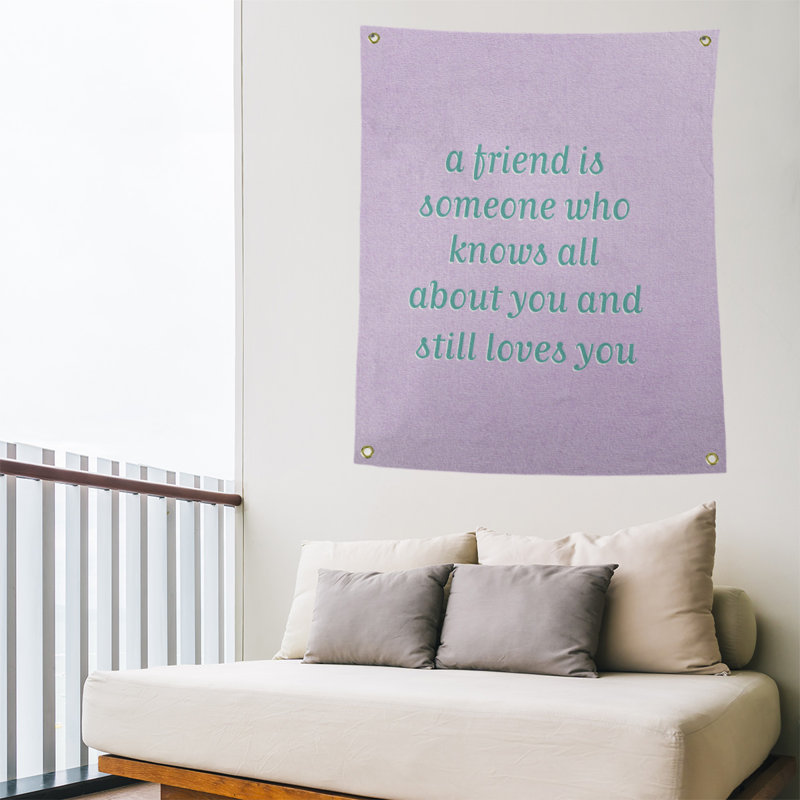 Tapisserie de polyester pour l’amour et l’amitié en polyester, H 36 po x l 26 po, Purple & Teal Offset