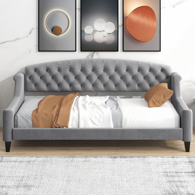 Modern Luxury Tufted Button Daybed, Twin Size, Gray, Durable and Stylish for Any Home Decor, Gray