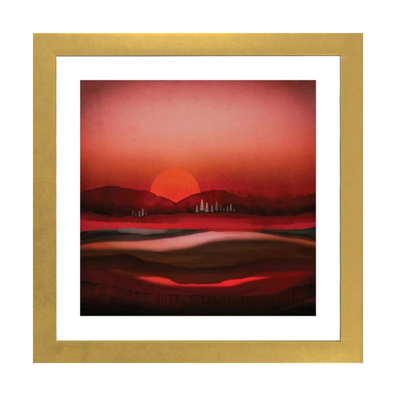 Solitude - impression d'art graphique, Papier encadré doré, Blanc, H 16 po x l 16 po x p 1 po