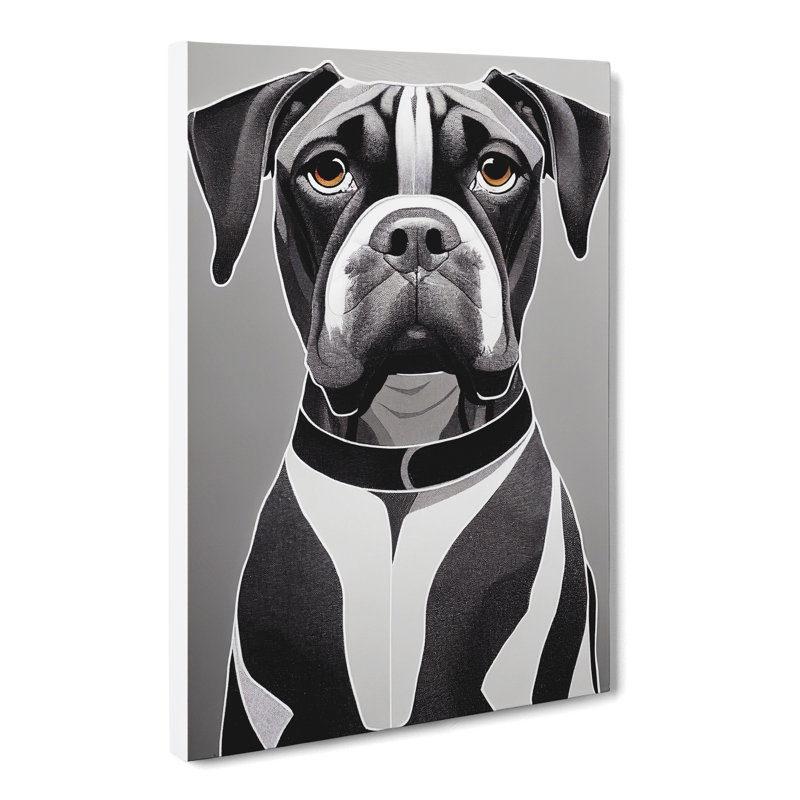 Boxer Dog Geometric - Wrapped Canvas, 50cm H x 35cm W x 3cm D