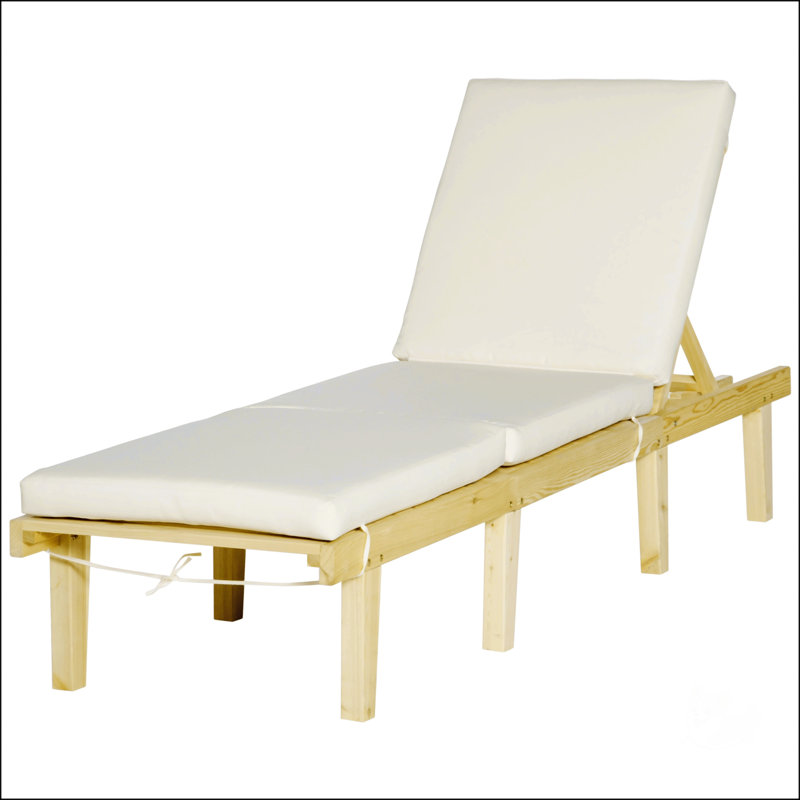 Chaise Lounge Chair For Outdoor, Natural Wood