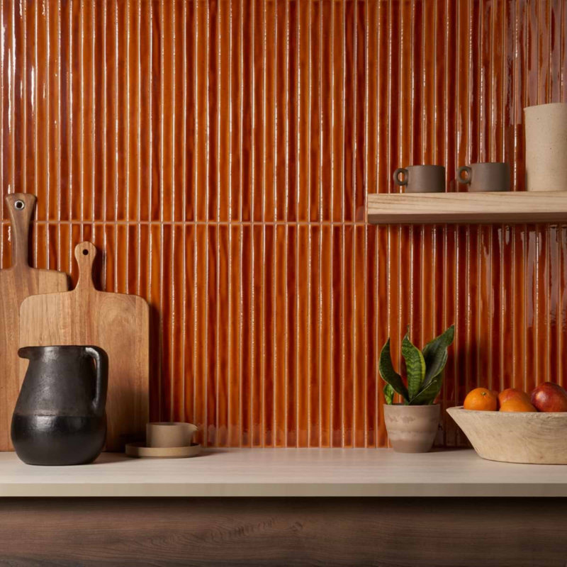 Kanbina 5x18 Brick Glossy Ceramic Mosaic Tile, Honey