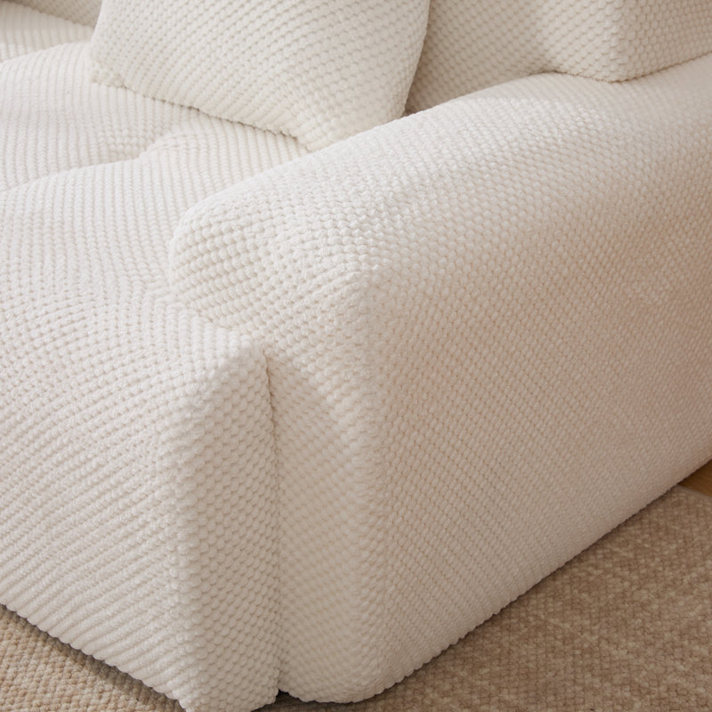 Canapé modulaire à compression 4 pièces, Polyester ivoire