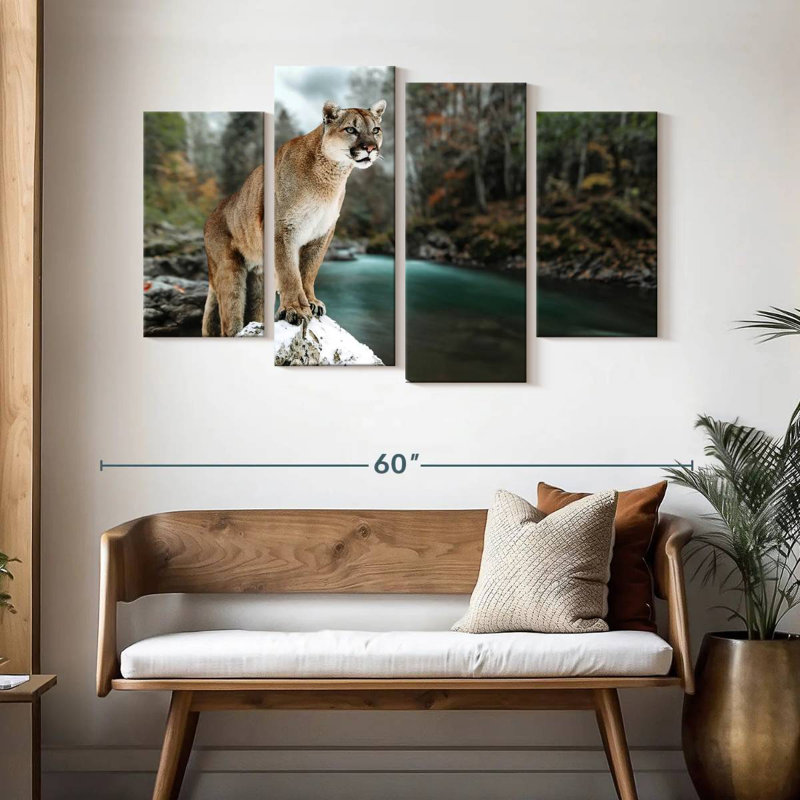 Brampt Cougar By The River, 32" H x 52" W