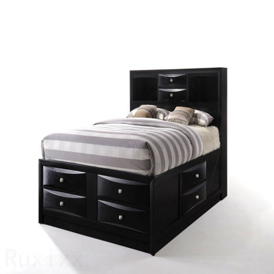 Ireland Black Finish Queen Bed W/Storage