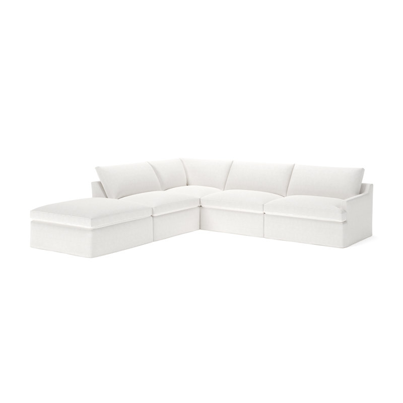 Canapé modulaire 5 pièces Wrenley, Chenille Crypton® neige Nomad, Orienté à gauche (vu de face)