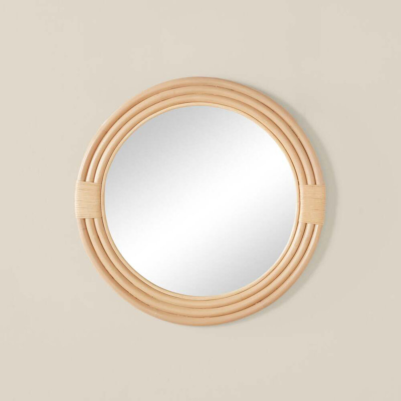 Pelicano Rattan Framed Mirror, 28" x 28"