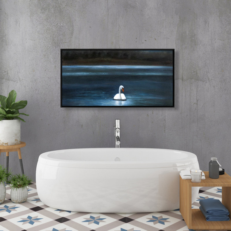Beautiful swan - 24"x48" Framed canvas