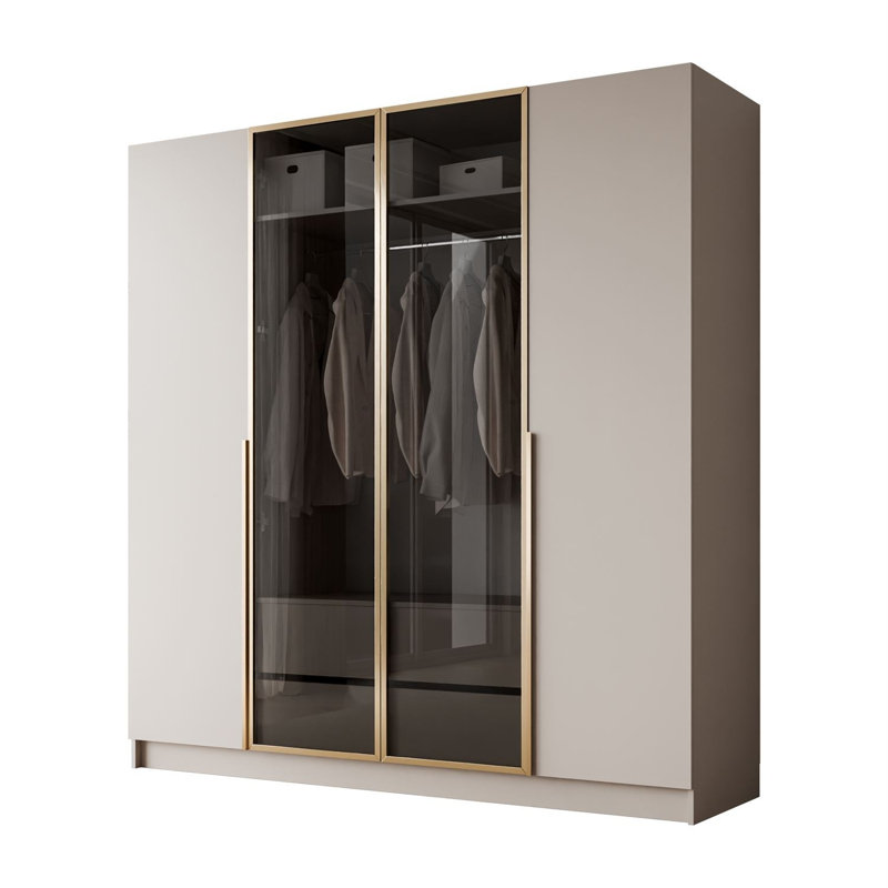 Wardrobe, Gold chrome handles, cashmere, without LED