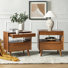Nawaal Mid-Century Modern 2-Drawer Nightstand with Charging Station and Pull-Out Tray (Set of 2)