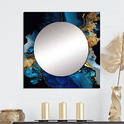 Khrystian - Miroir carré abstrait en marbre pour décoration murale