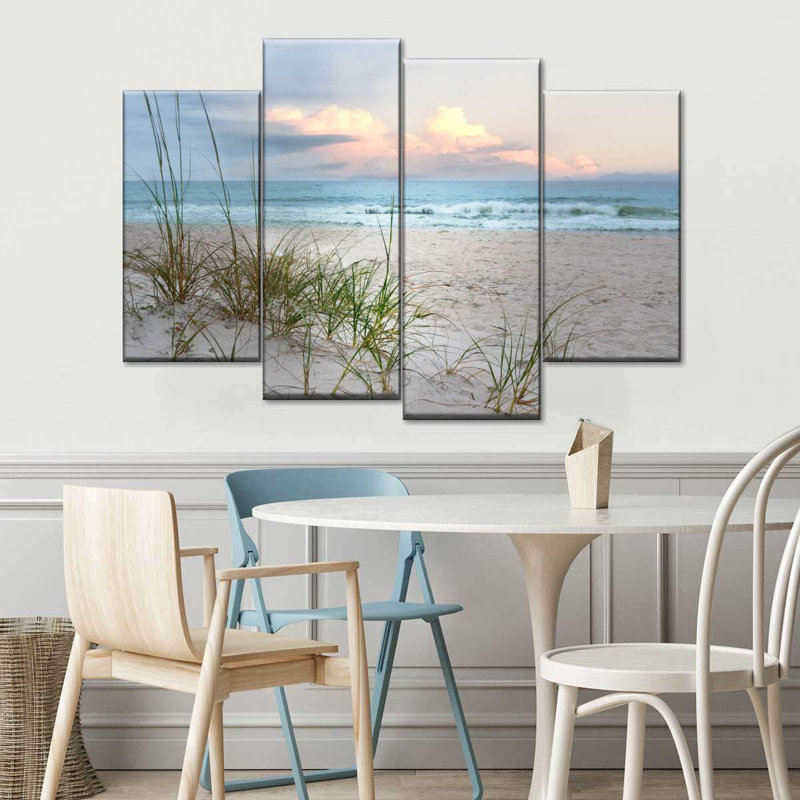«Sandy Beach Beach Driftwood», impression sur toile 4 pièces, H 22 po x l 36 po x P 1 po