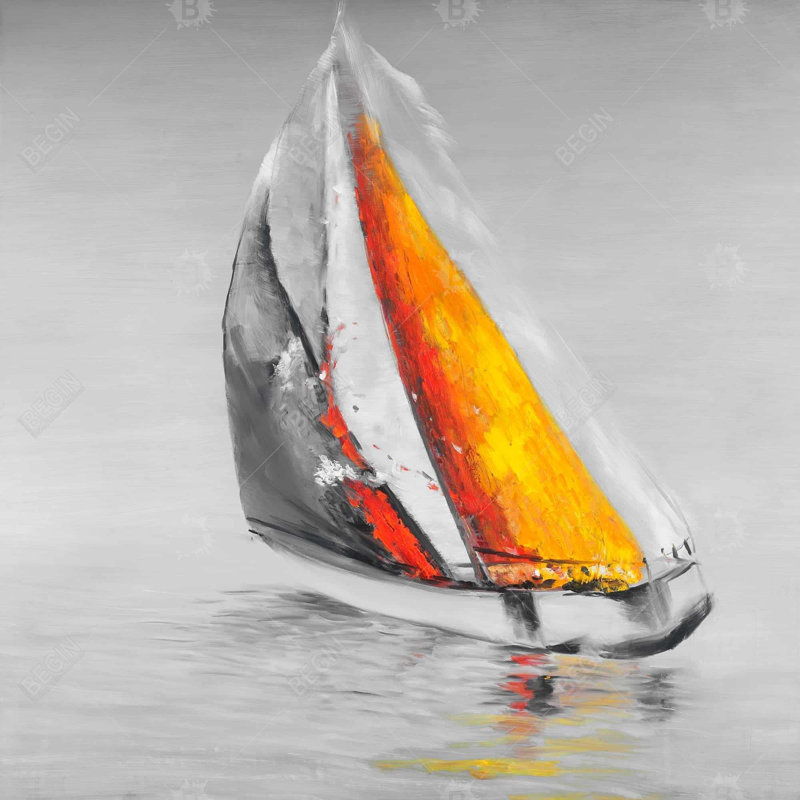 Bateau à voile deux couleurs - Toile encadrée pour le décor du salon