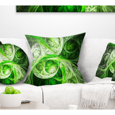 Mystic Green Fractal - Abstract Printed Pillow
