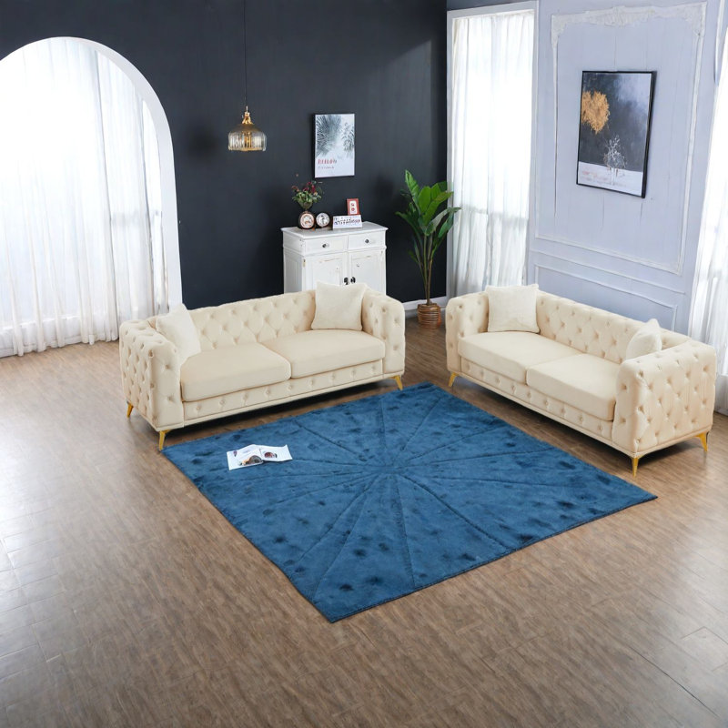 Compression Sofas Set, Velvet 3 Seater Combo, Modern Home Lounge