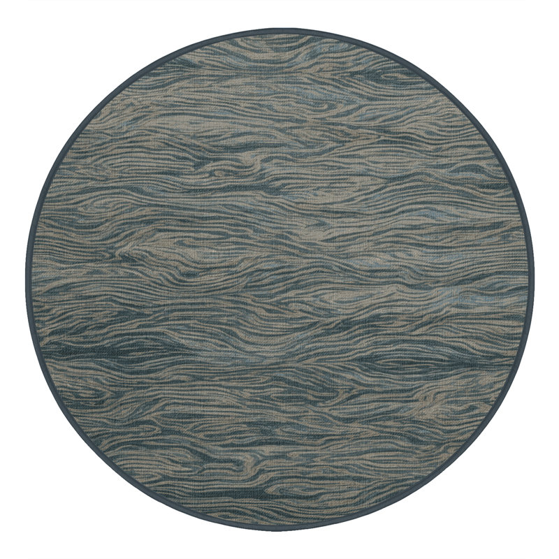 Tapis persan gris lavable à la machine, Rond 5 pi