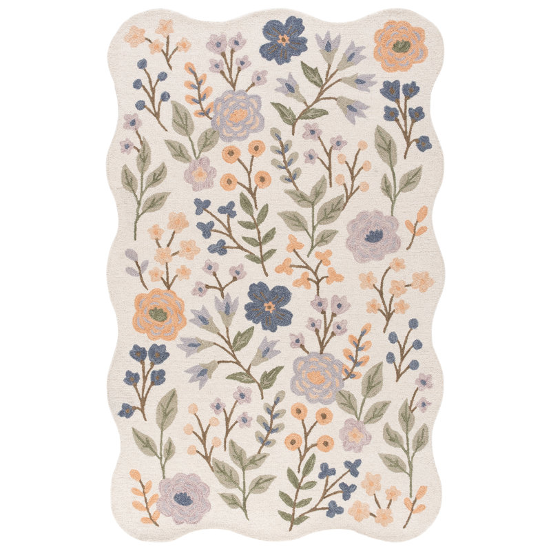 Tapis d'intérieur en laine touffeté à la main Jardin, Carré 6 pi 0 po x 6 pi 0 po