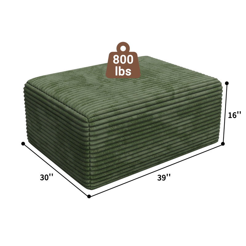 Repose-pieds en velours côtelé à compression de 39 po sans assemblage requis, Vert