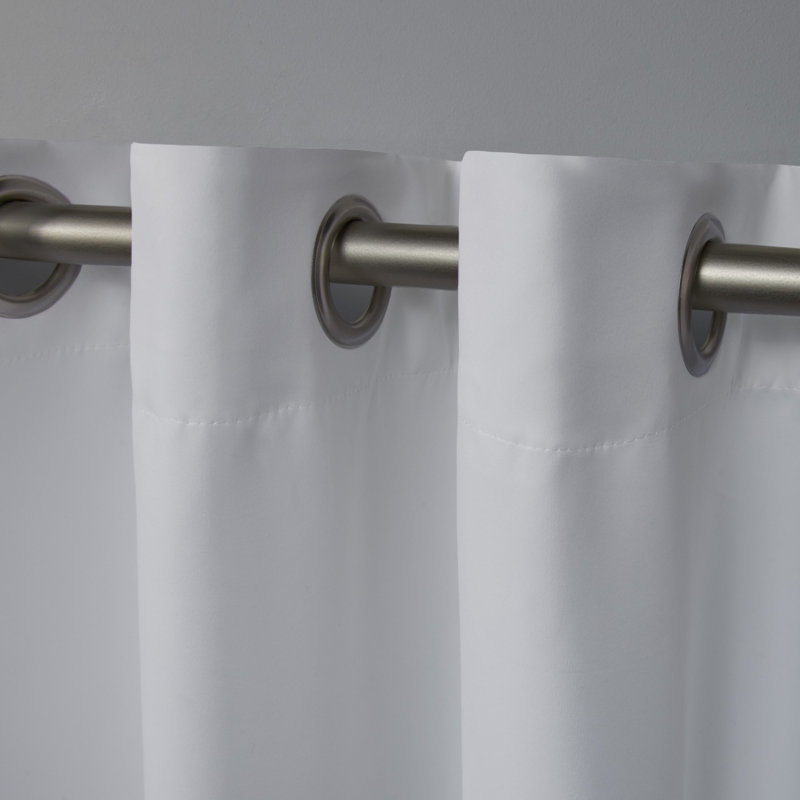 Kennith Sateen Room Darkening Curtain Pair, White, 52" W x 63" L