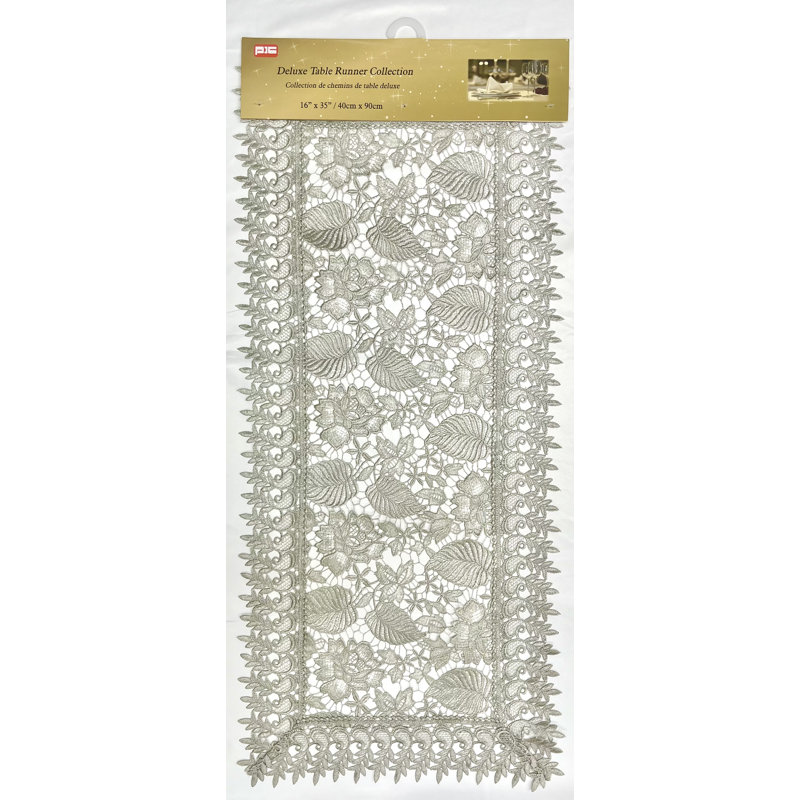 Chemin de table Novelty, Argent, 35 po x 16 po