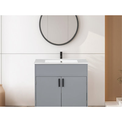 35.60'' Single Bathroom Vanity with Ceramic Top