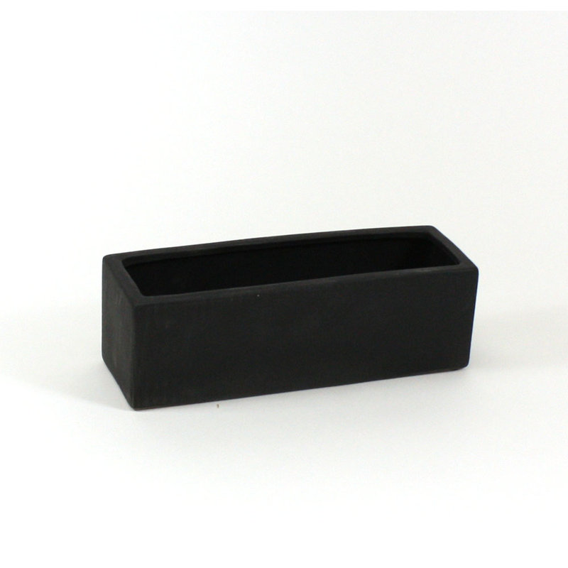 Vase de table rectangulaire long en céramique, Noir, H 4 po x l 12 po x p 4 po