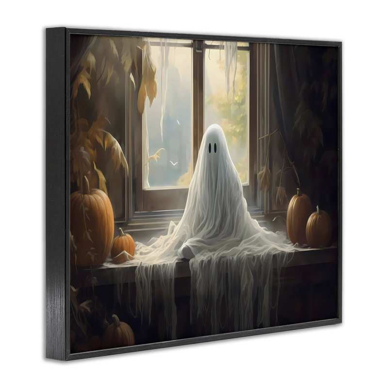 Ghost Sitting In Window, estampe numérique, design par LSR Design Studio, H 11 po x l 14 po, Giclée encadrée noir minuit
