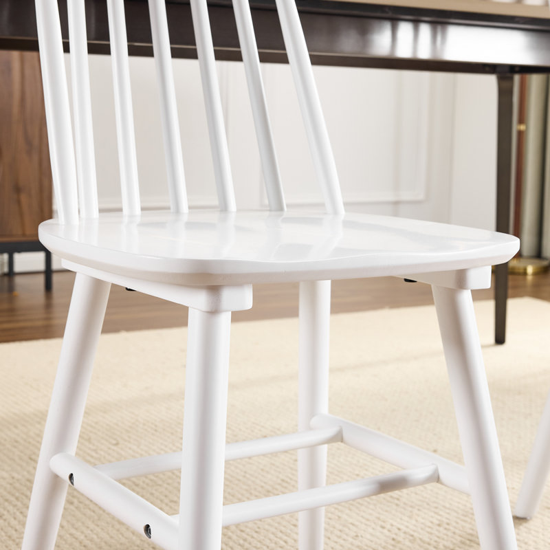 Ensemble de deux chaises d'appoint à dossier Windsor en bois massif blanc, White