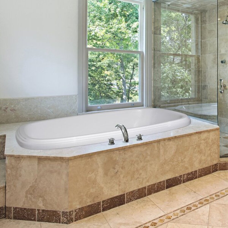 Sylvia 60'' L Soaking Bathtub, Bone, Polished Chrome