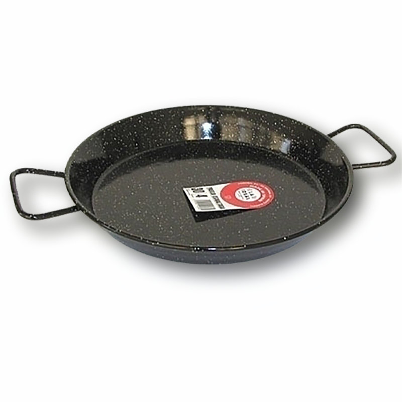 20-Inch Black Enameled Steel Paella Pan