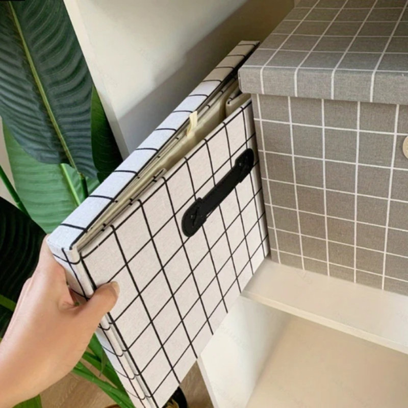 Medium Pu Handle Storage Box 39×27×25cm (16.15×12.51×9.84in), Sturdy 2.80lbs Organizer With Pu Grip For Home/office