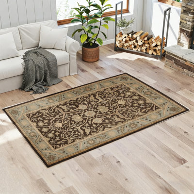 Soft Large Rug Anti-Slip Backing Classic Floral Pattern Design Absorbent Floor Carpet for Home Bedroom Living Room Bathroom Decor