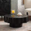 Table basse festonnée noire: forme unique à bord ondulé, pièce centrale élégante pour les espaces élégants.-1682717879
