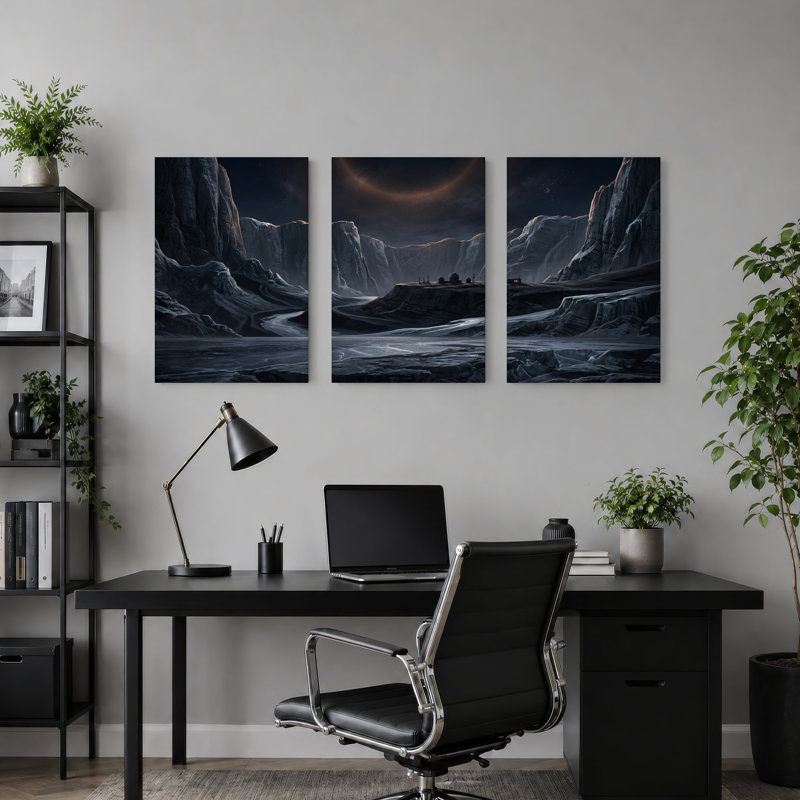 "Alien", ensemble de 3 toiles d'art, H 36 po x l 24 po x 3 pièces