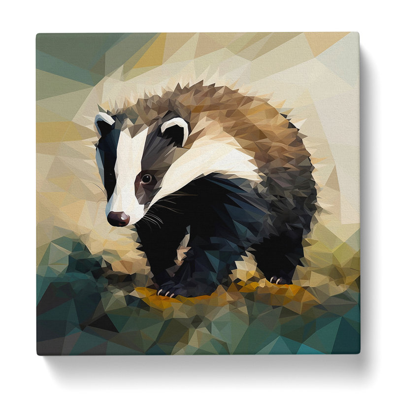 Badger Cubism No.1 - Wrapped Canvas, 50cm H x 50cm W x 3cm D