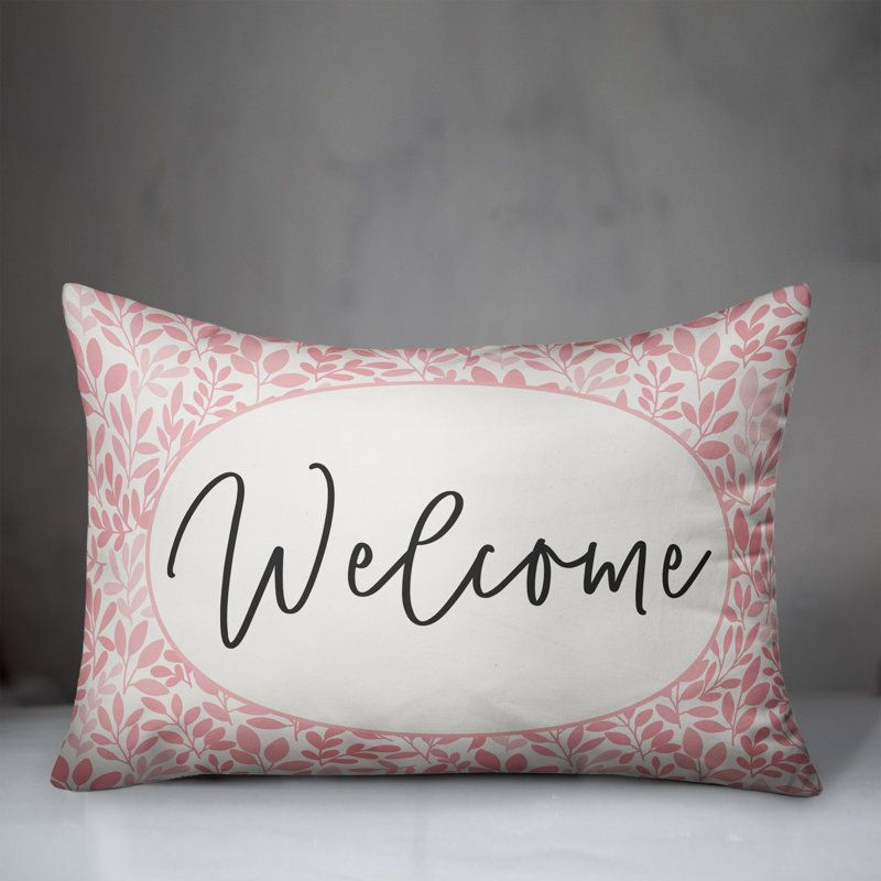 Welcome Floral Throw Pillow