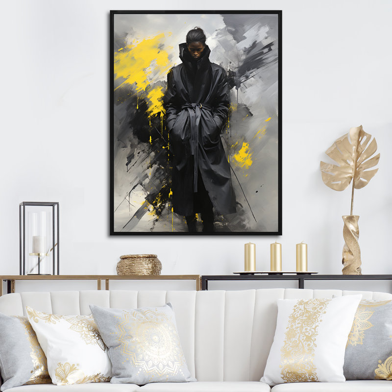 Couture, mode, femme, art mural, Cadre flottant noir, H 44 po x l 34 po x P 1,5 po