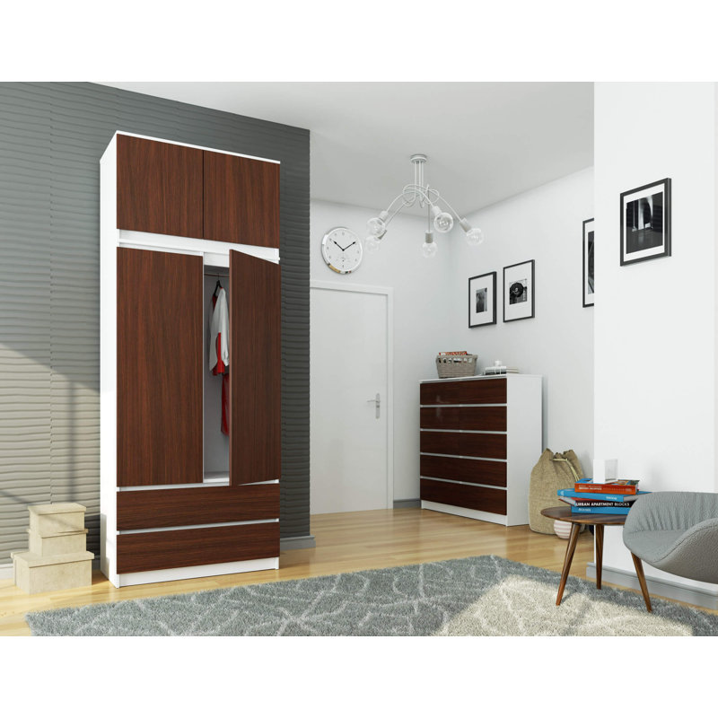 Jacobs 2 Door Manufactured Wood Wardrobe, White/Venge
