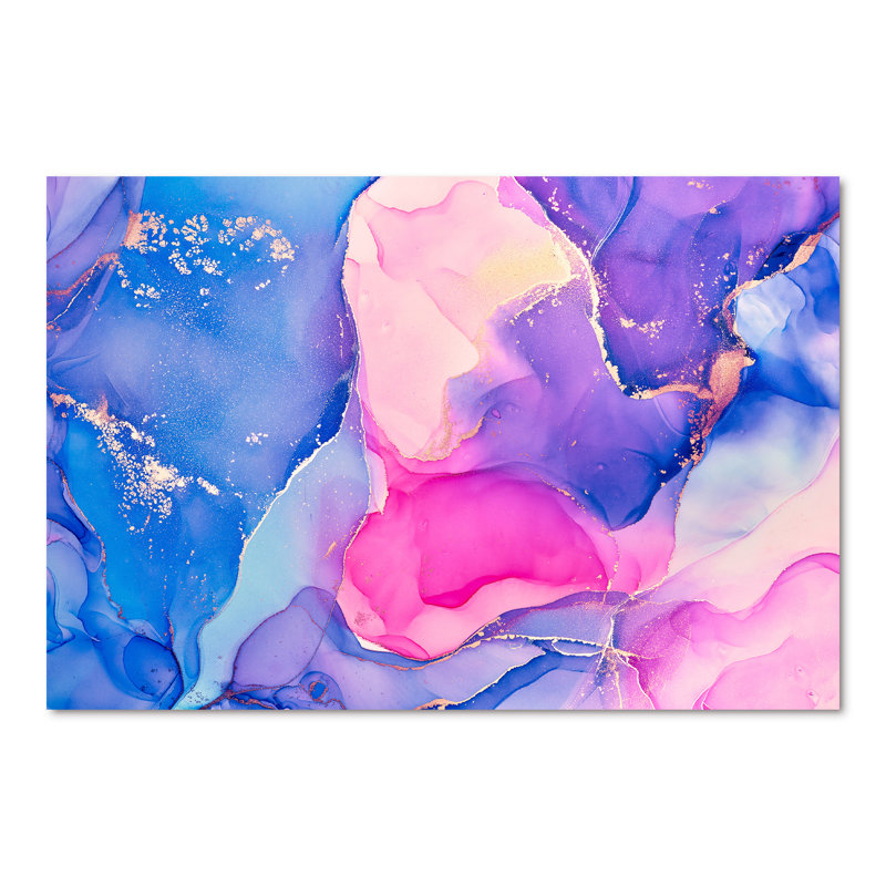 «Blue and Pink Abstract», reproduction d'art sur toile, H 40 po x l 60 po, Toile tendue