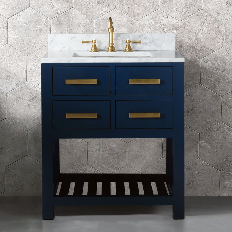 30 Inch Monarch Blue Single Sink Bathroom Vanity From The Madalyn Collection, Gray, No