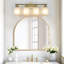 Applique murale 4 lumières pour meuble-lavabo, finition dorée avec abat-jour en verre givré-589503768