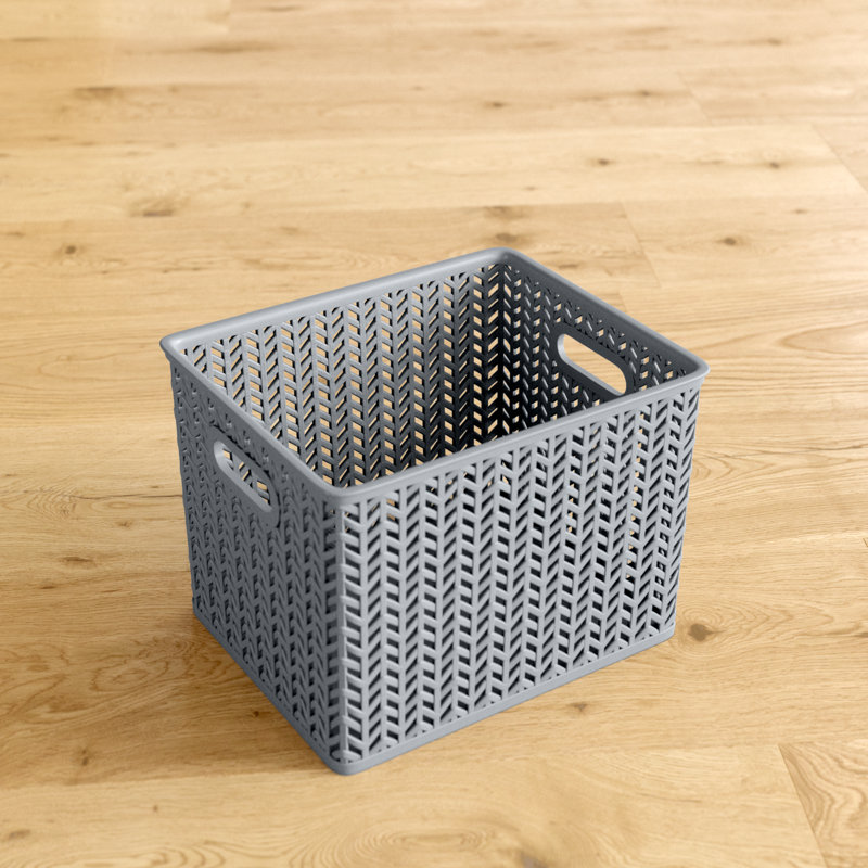 Panier en plastique, H 8,66 po x l 13,78 po x P 11,42 po, Gris