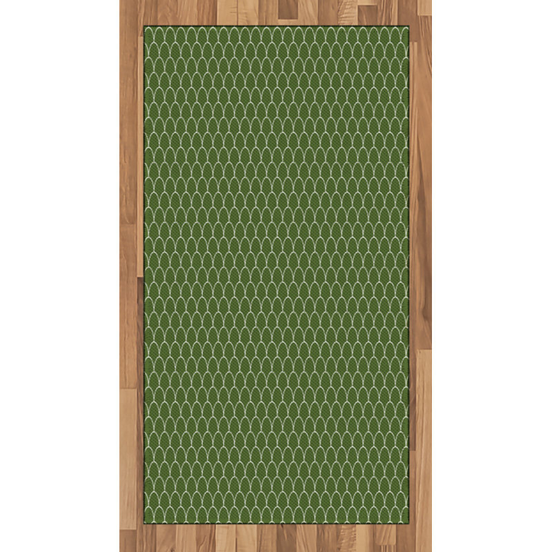 Green High Density Long Fiber Poly Threads Decorative Area Rug Carpet, Rectangle 2'7" x 5'