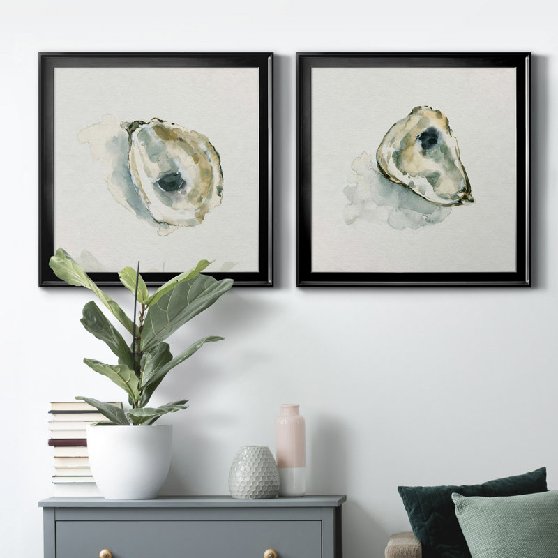 «Old Salt Shell I», ensemble de 2 reproductions d'art encadrées, H 26,5 po x l 53 po, Toile encadrée, Noir