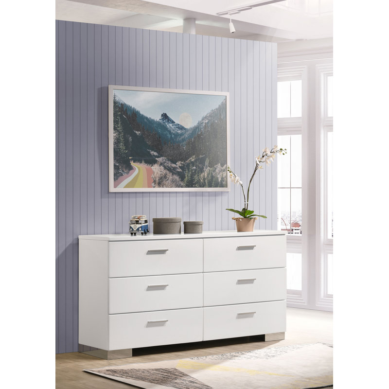 Commode 6 tiroirs Clapp blanc ultrabrillant