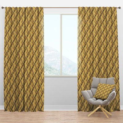 Panneau de rideau simple semi-diaphane avec passe-tringle Mid-Century